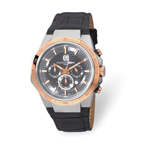 Mens Charles Hubert Stainless Steel Chrono Grey Dial Solar-powered Watch