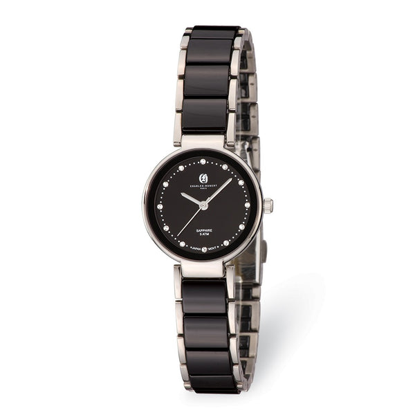 Ladies Charles Hubert Titanium & Ceramic Black Dial Watch