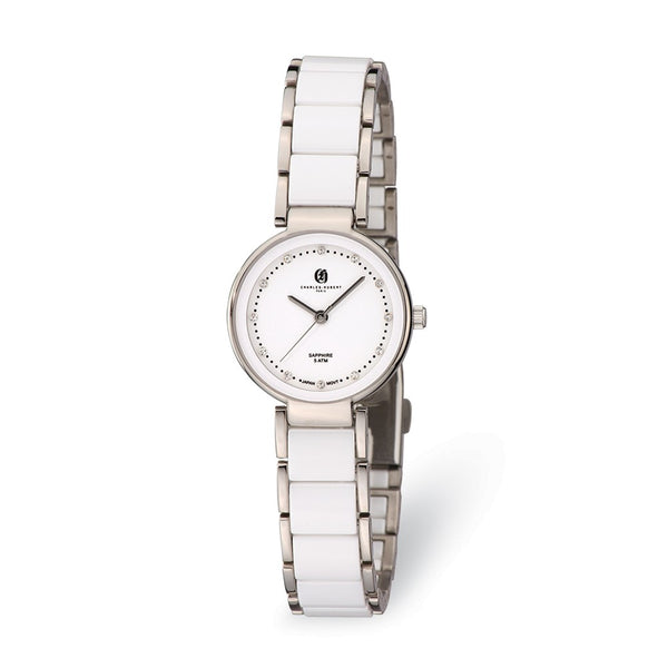 Ladies Charles Hubert Titanium & Ceramic White Dial Watch