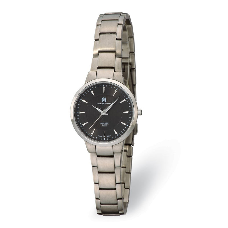Ladies Charles Hubert Titanium Black Dial Ultra Slim Watch