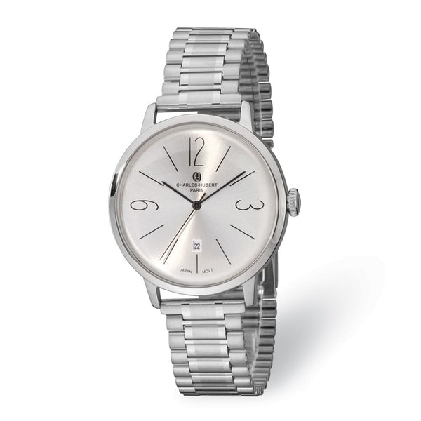 Mens Charles Hubert Stainless Steel Silver Dial Watch