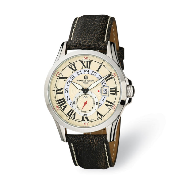 Mens Charles Hubert Stainless Steel Beige Dial Watch