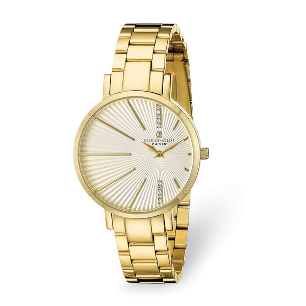 Ladies Charles Hubert Stainless Steel Gold Dial Watch