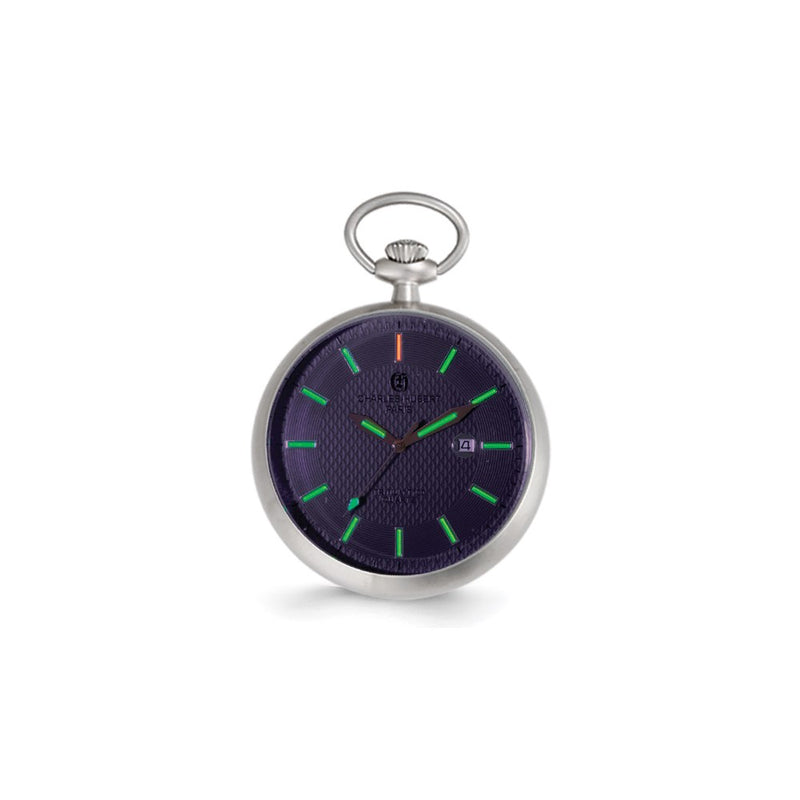 Charles Hubert Stainless Steel Open Face Tritium Quartz Pocket Watch