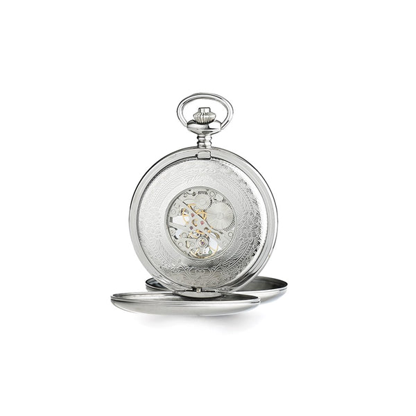 Charles Hubert Stainless Steel Double Cover Tritium Mechanical Pocket Watch