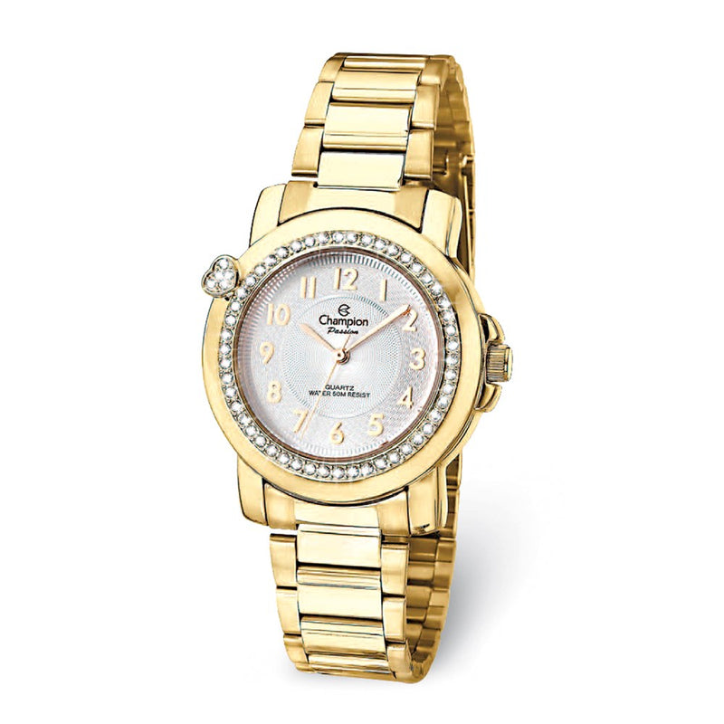 Champion Passion Gold-tone Heart Crystal Bezel Watch