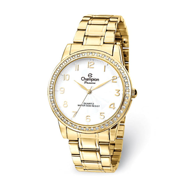 Champion Passion Gold-tone Crystal Bezel White Dial Watch