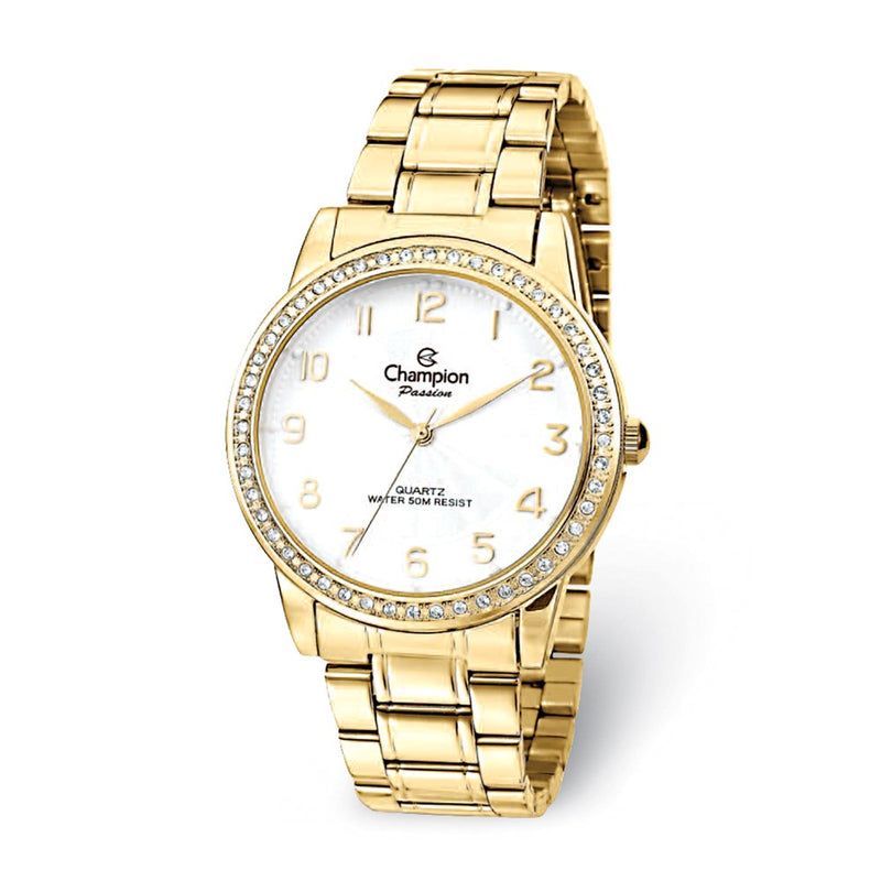 Champion Passion Gold-tone Crystal Bezel White Dial Watch