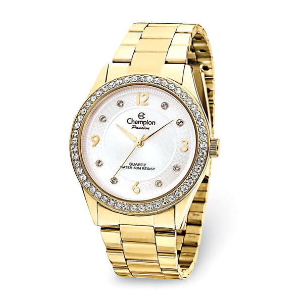 Champion Passion Gold-tone Crystal Bezel White Dial Watch