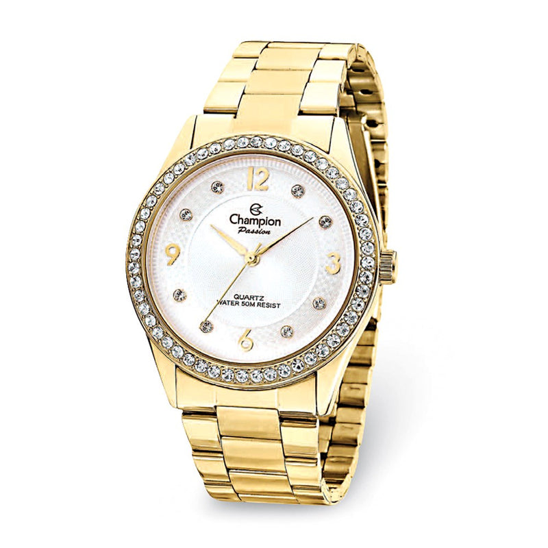 Champion Passion Gold-tone Crystal Bezel White Dial Watch