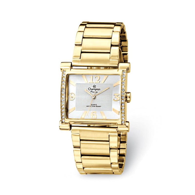 Champion Passion Gold-tone Crystal Bezel Square Dial Watch