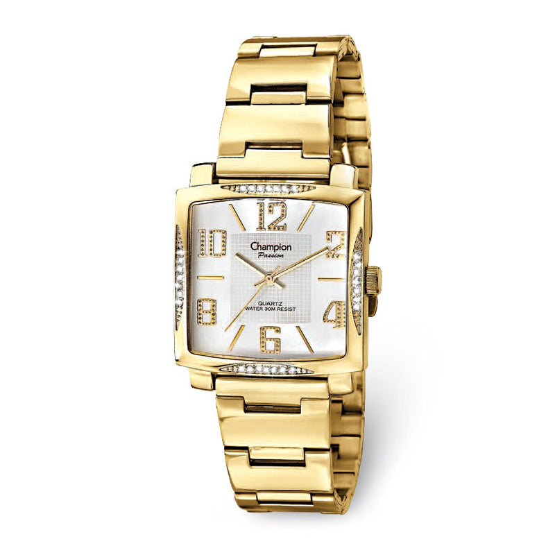 Champion Passion Gold-tone Crystal Bezel Square Dial Watch