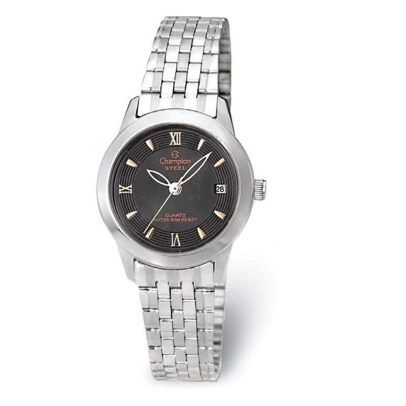 Champion Social Silver-tone Black Dial Watch