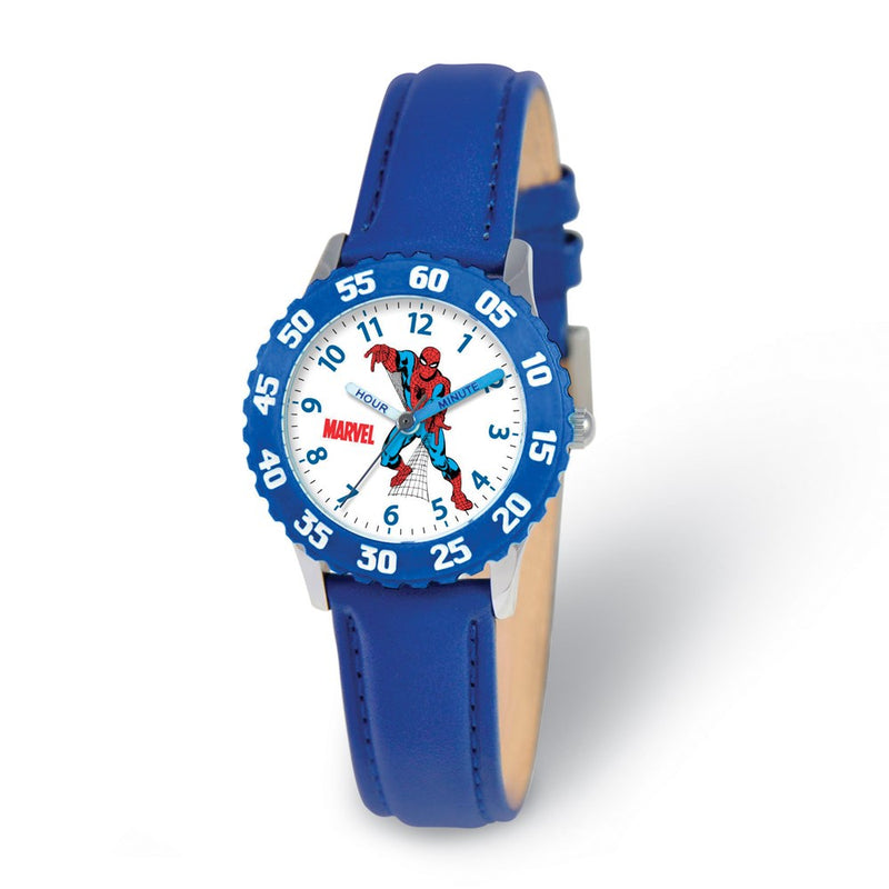 Marvel Spiderman Blue Leather Strap Time Teacher Watch