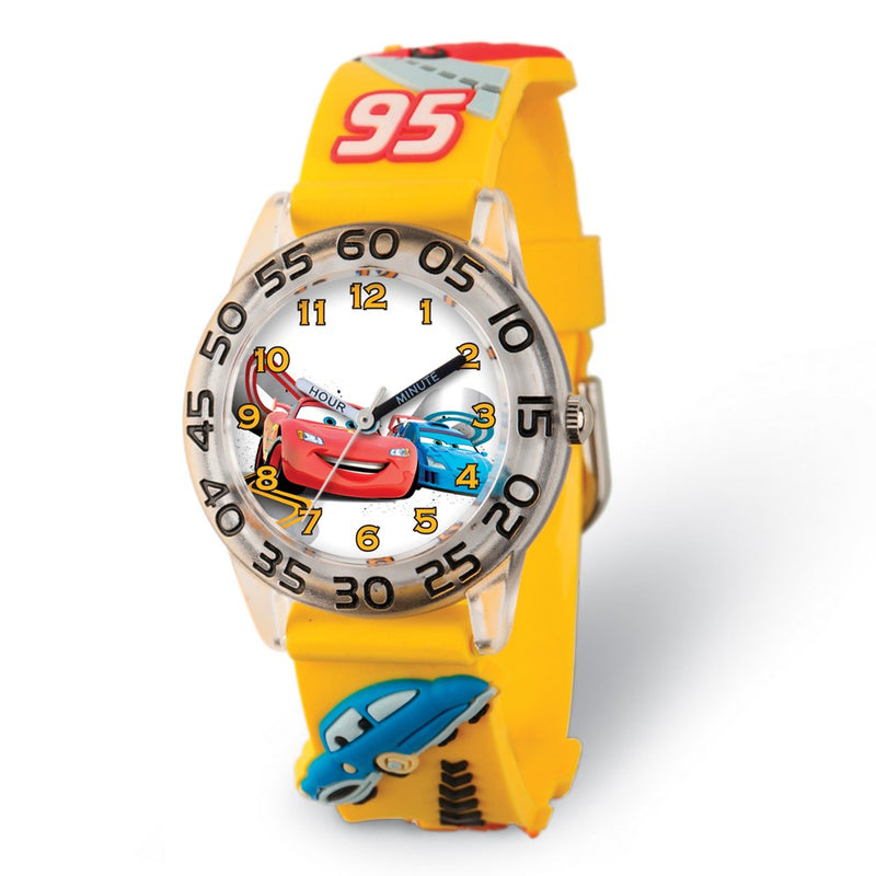 Disney Kids Cars Yellow Strap Acrylic Time Teacher Watch