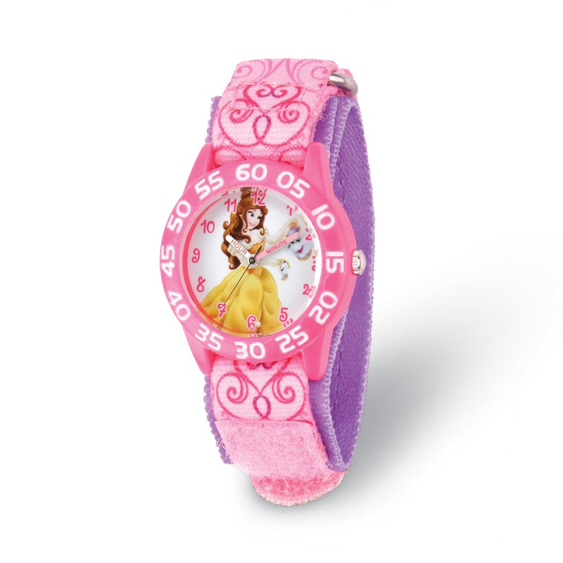 Disney Kids Belle Pink Strap Acrylic Time Teacher Watch