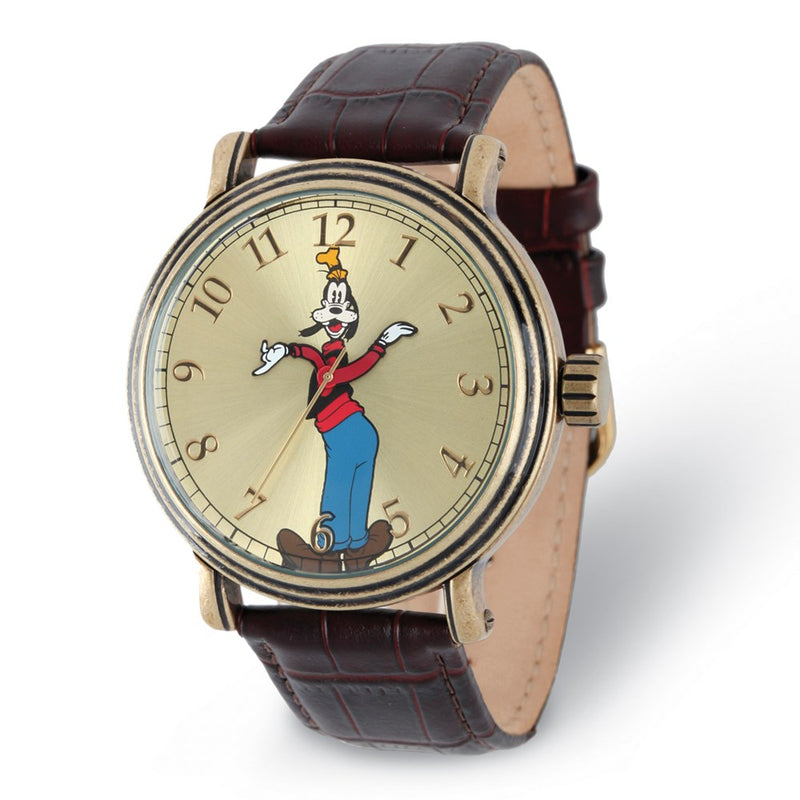 Disney Adult Size Goofy w/Moving Arms Antique Gold-tone Watch
