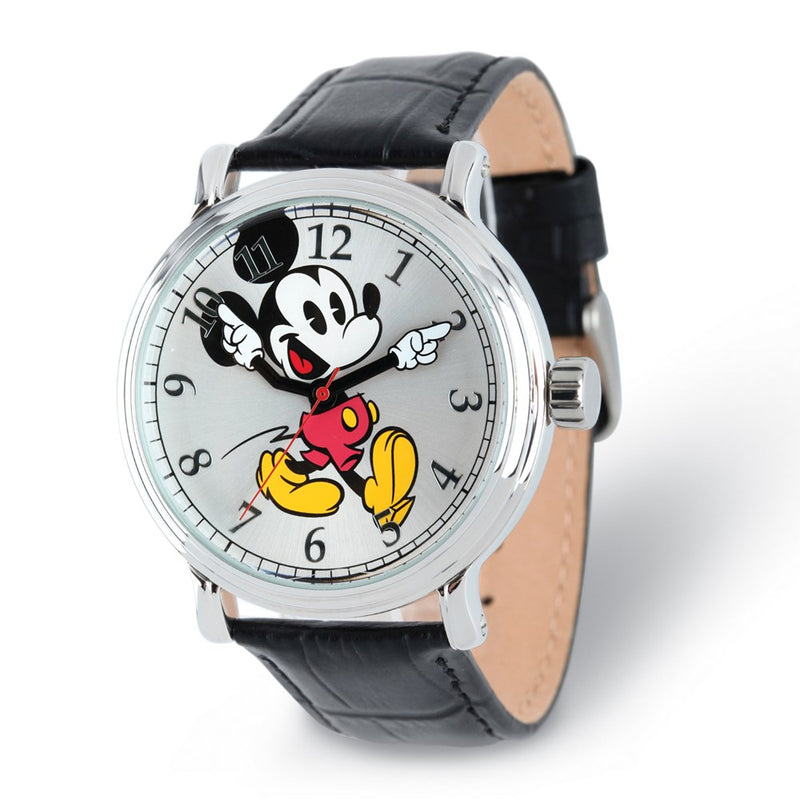 Disney Adult Size Mickey Mouse w/Moving Arms Silver-tone Watch