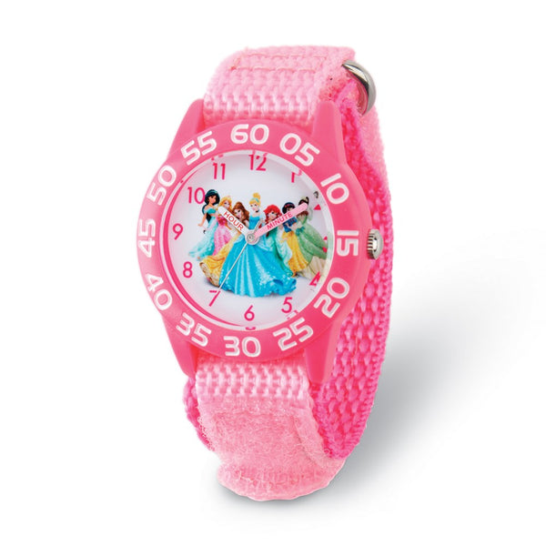 Disney Princess Kids Acrylic Pink Strap Time Teacher Watch