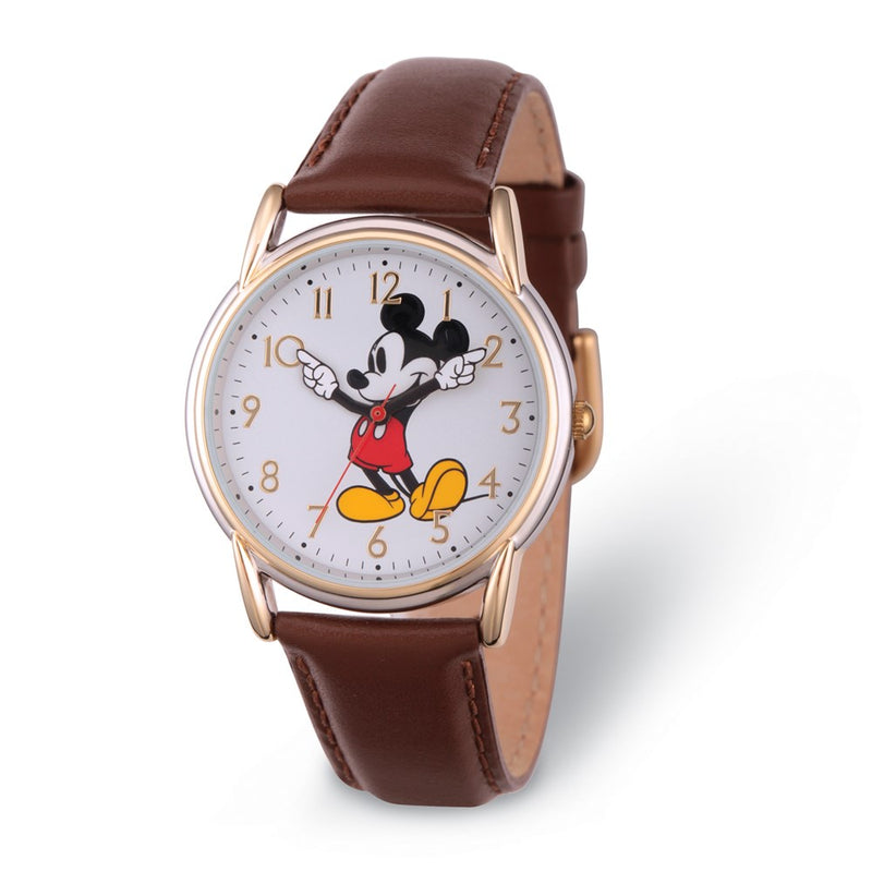 Disney Adult Size Brown Strap Mickey Mouse w/Moving Arms Watch