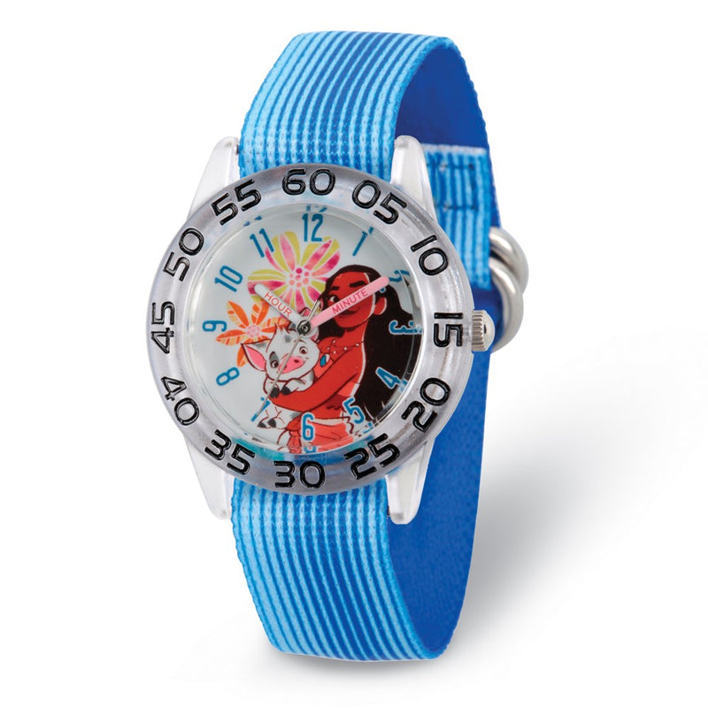 Disney Kids Moana & Pua Blue Strap Acrylic Time Teacher Watch