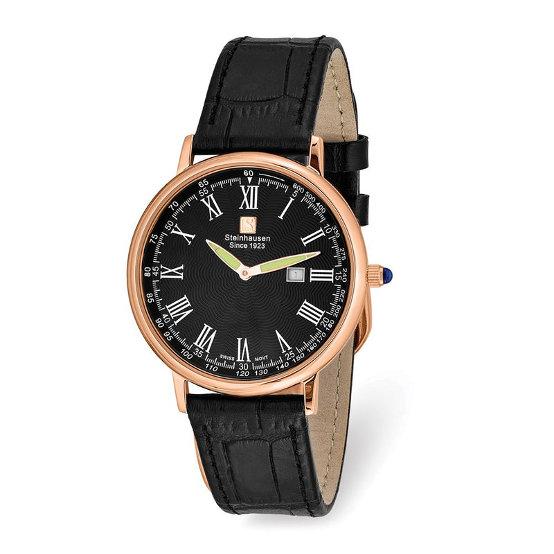 Steinhausen Altdorf Rose IP-plated Black Dial Black Strap Watch