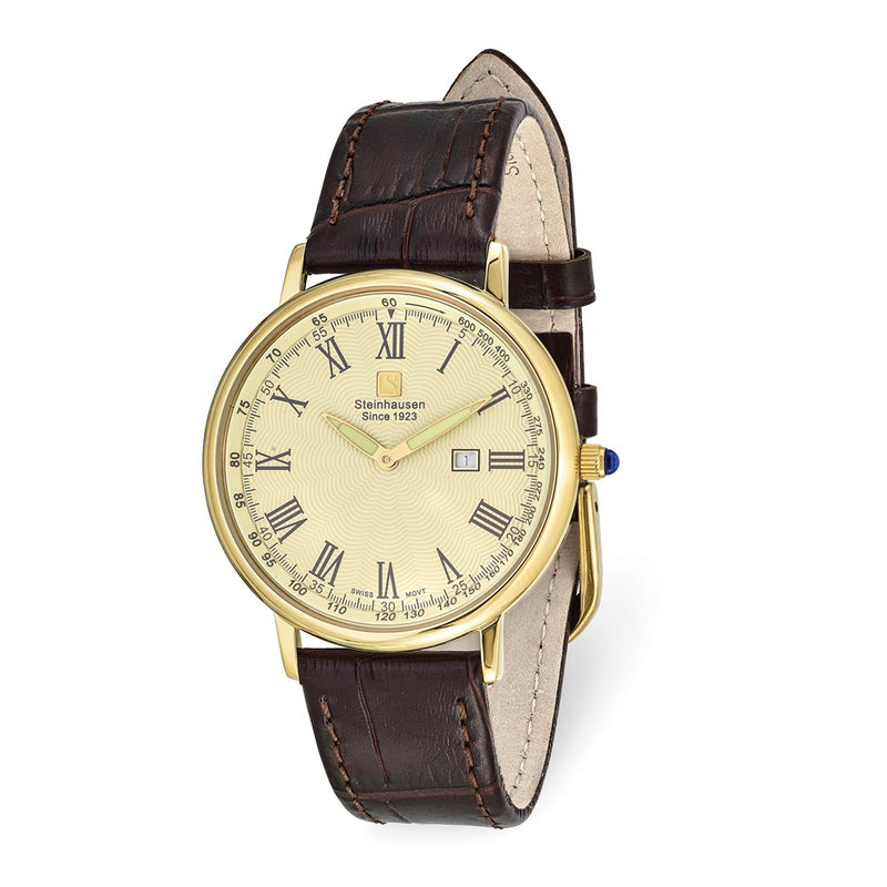 Steinhausen Altdorf IPG-plated Champagne Dial Brown Strap Watch