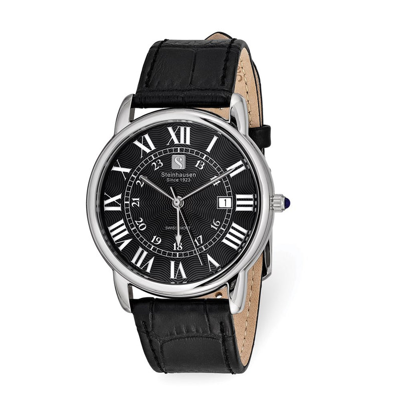 Steinhausen Delemont Stainless Steel Black Dial Black Strap Watch