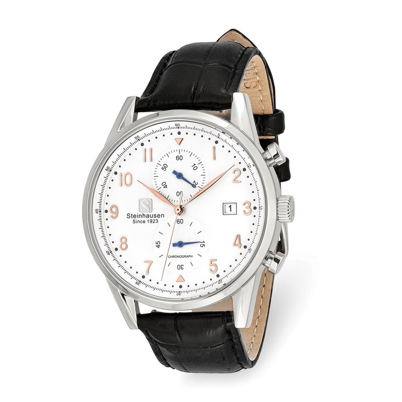 Steinhausen Lugano Stainless White Dial Black Strap Chronograph Watch