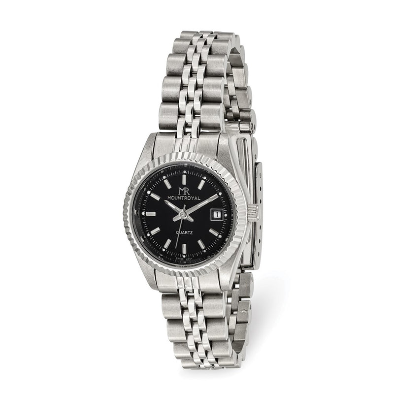 Ladies Mountroyal Stainless Steel Black Dial Watch