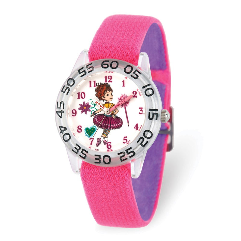 Disney Kids Fancy Nancy Pink Nylon Band Time Teacher Watch