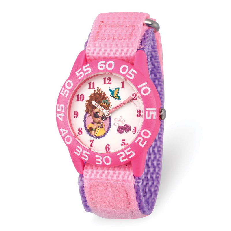 Disney Kids Fancy Nancy Pink Nylon Band Time Teacher Watch