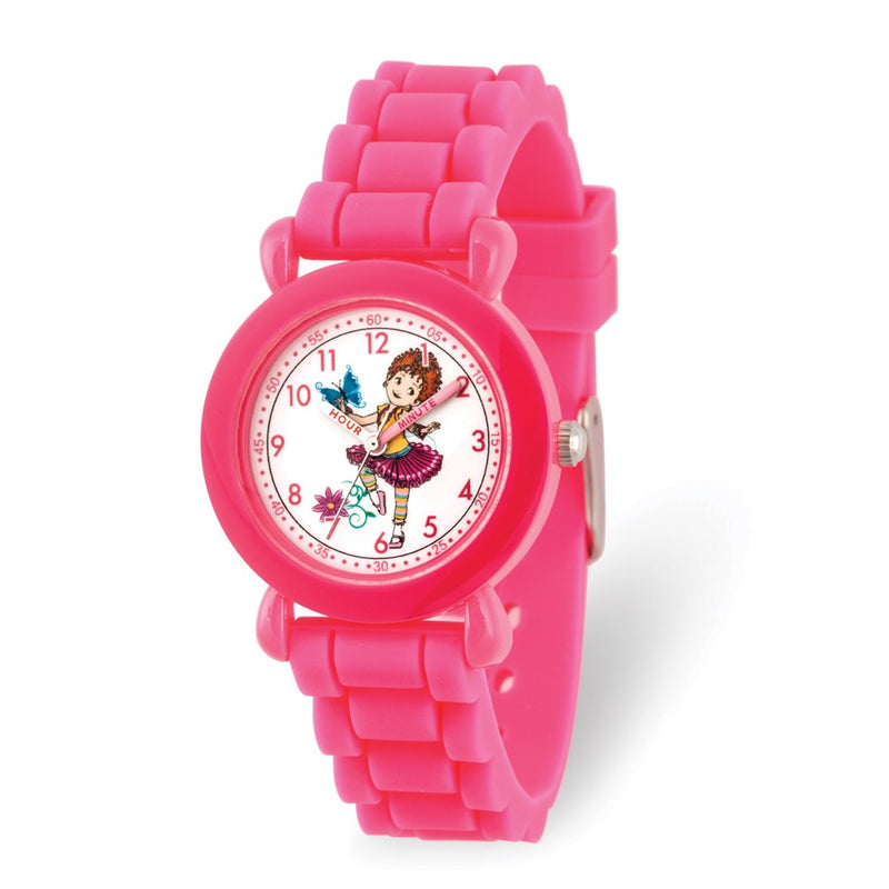 Disney Kids Fancy Nancy Pink Silicone Band Time Teacher Watch