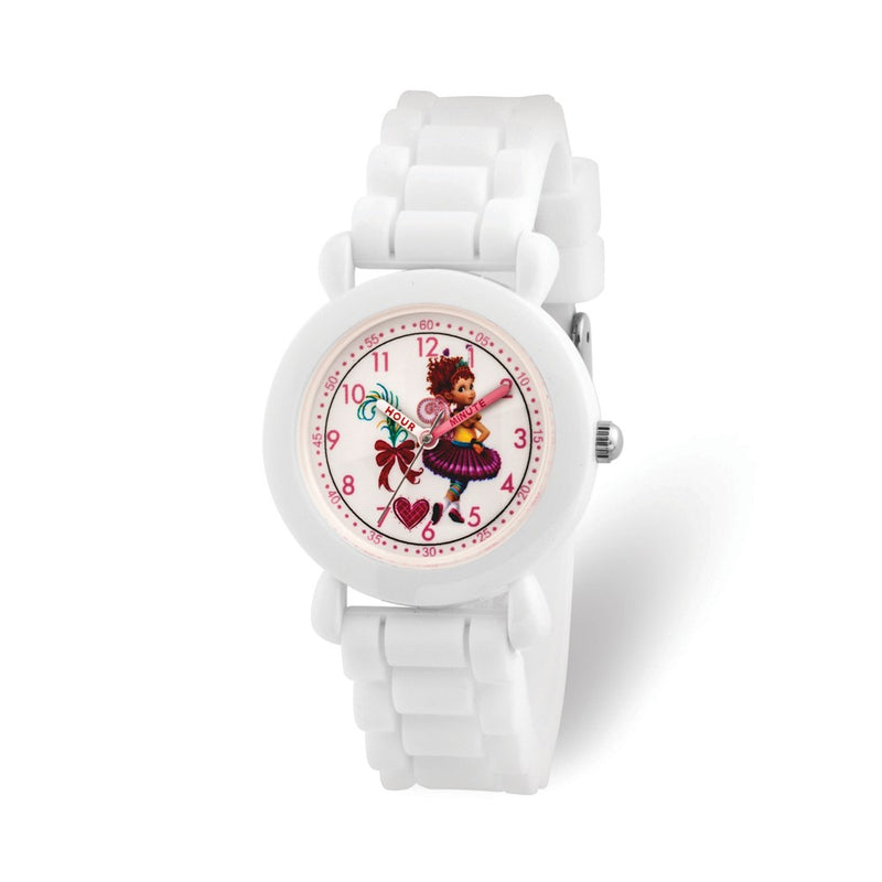 Disney Kids Fancy Nancy White Silicone Band Time Teacher Watch