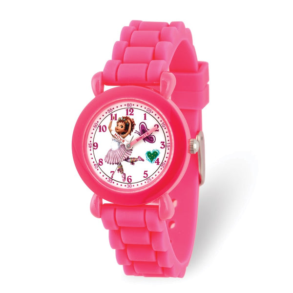 Disney Kids Fancy Nancy Pink Silicone Band Time Teacher Watch