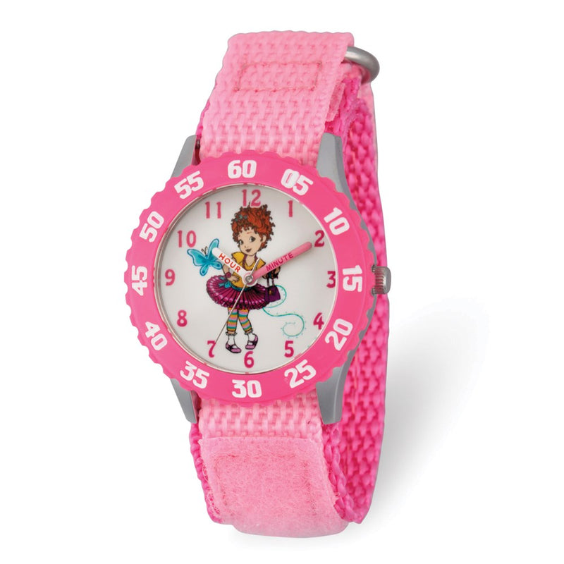 Disney Kids Fancy Nancy Pink Nylon Band Time Teacher Watch