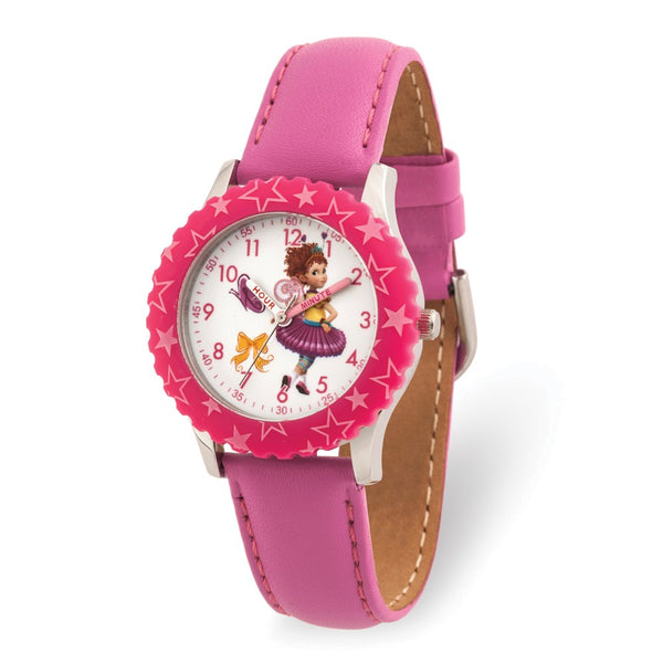 Disney Kids Fancy Nancy Pink Leather Band Time Teacher Watch