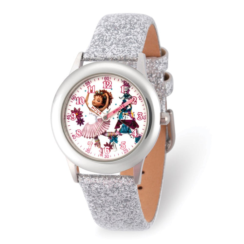 Disney Kids Fancy Nancy Glitter Leather Band Time Teacher Watch