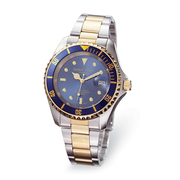 Mens Charles Hubert Two-tone Stainless Steel Blue Dial Watch