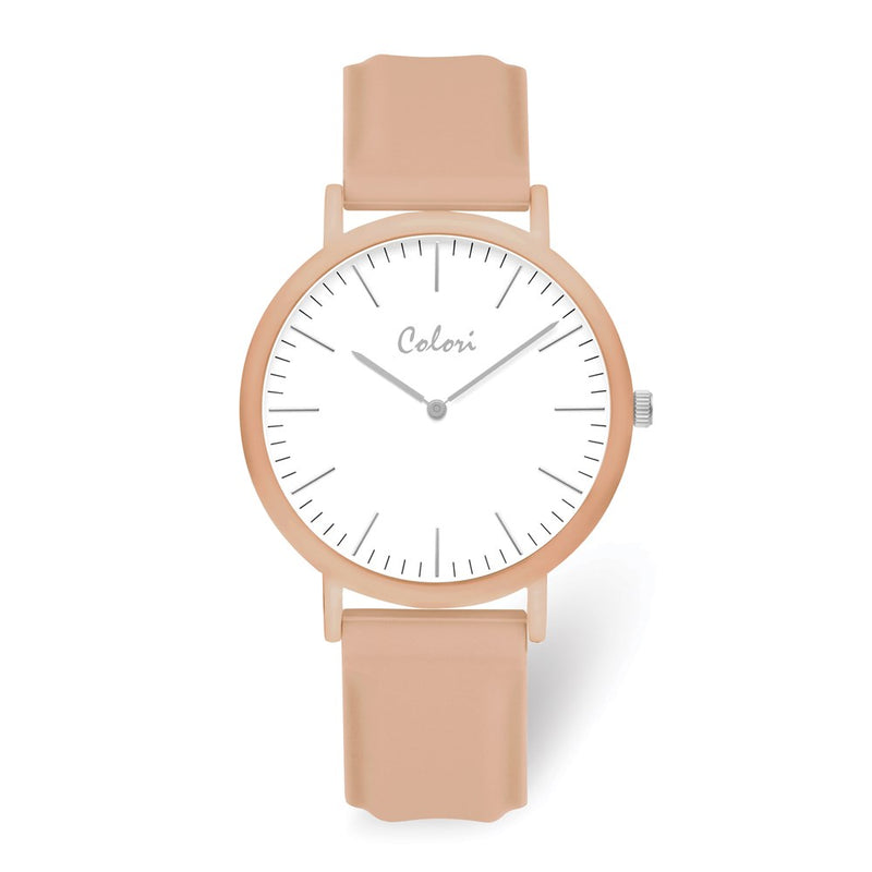 Colori White Dial Beige Case & Strap Watch