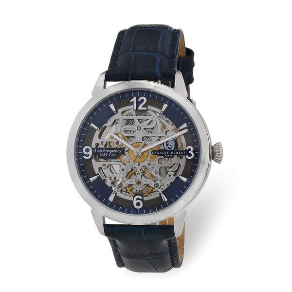 Charles Hubert Stainless Steel Blue Skeleton Dial Automatic Watch