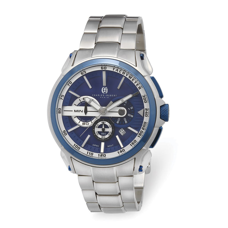 Charles Hubert Stainless Steel Chronograph Blue Dial Watch