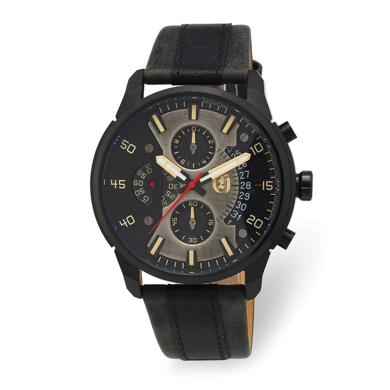 Charles Hubert IP Black Stainless Steel Chronograph Black Dial Watch