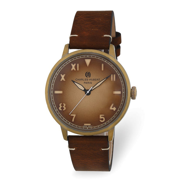 Charles Hubert Antique Gold Stainless Brown Dial Quartz Watch