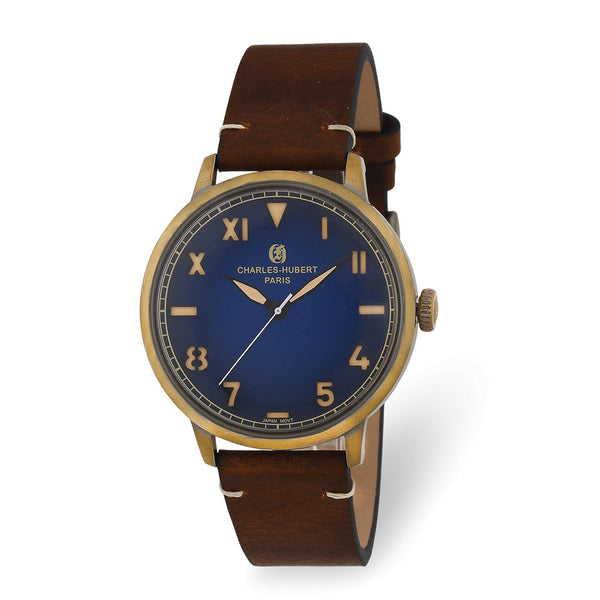 Charles Hubert Antique Gold Stainless Blue Dial Quartz Watch