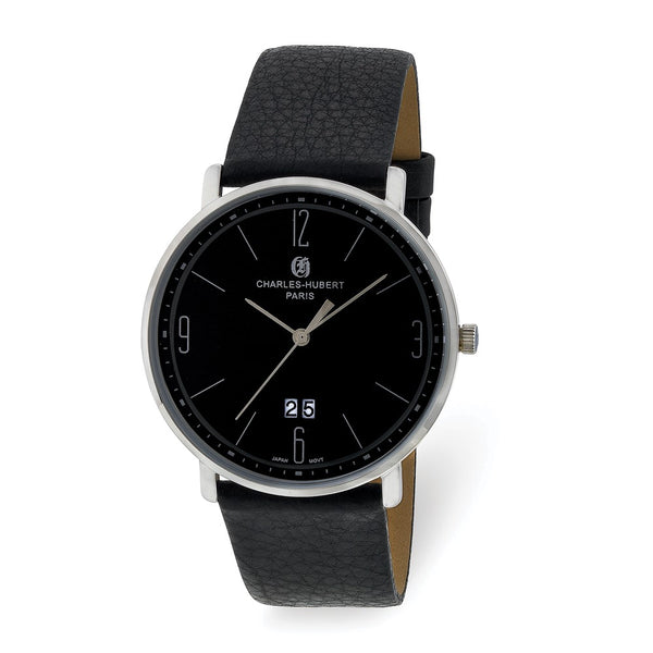 Charles Hubert Mens Stainless Steel Black Dial Watch