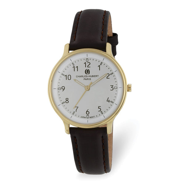 Charles Hubert Ladies IP-plated Stainless Steel White Dial Watch