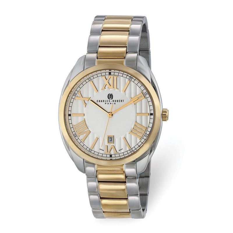 Charles Hubert Mens Two-Tone Stainless Steel Off-White Dial Watch
