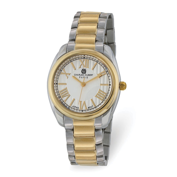 Charles Hubert Ladies 2-Tone Stainless Off-White Dial Watch
