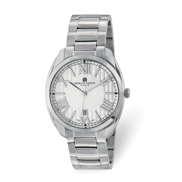 Charles Hubert Mens Stainless Steel Off-White Dial Watch